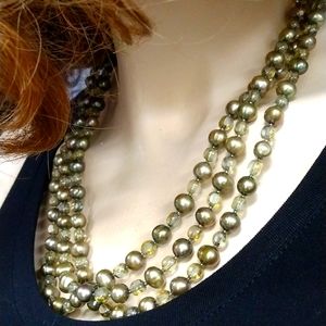 Vintage Beaded Three String Necklace. Approximately 21" in length.